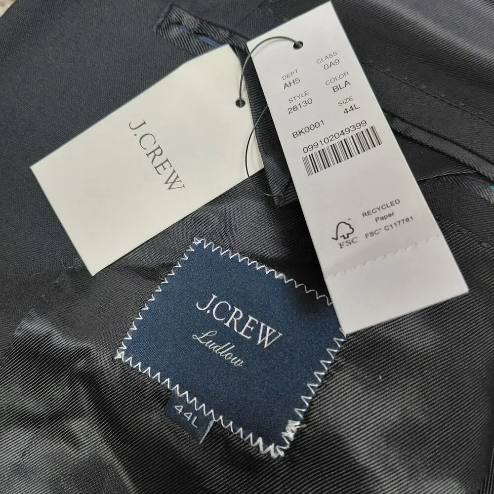 J. Crew Loro Piana Blazer Mens 44L Black Two Button Superfine Wool Sport READ